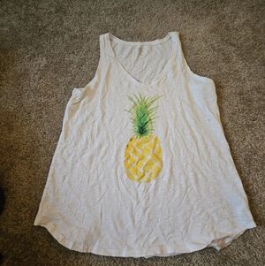 Old Navy White Tank Top with Pineapple Print